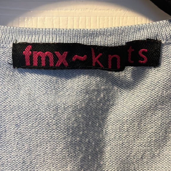 Women’s Light Cardigan Sweater Buttoned Light Blue FMX Knits Warm Office Wear - Picture 3 of 5